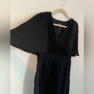 Black Express Pleated Flutter Dress